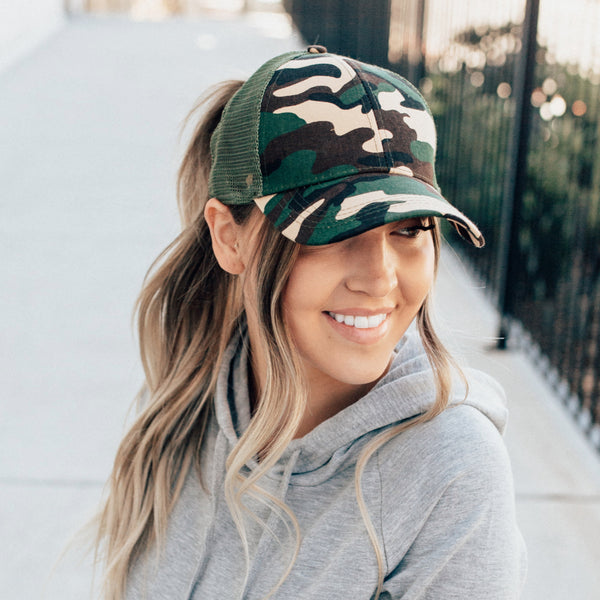 Camo Ponytail Hats