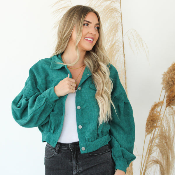 Emerald green corduroy jacket sale