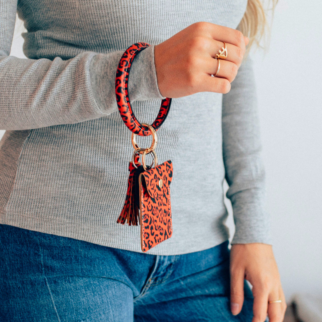 Leopard Print Keychain Bangle and Wallet