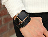 Genuine Leather Double Wrap Apple Watch Band | Brown and Black Apple Leather Band