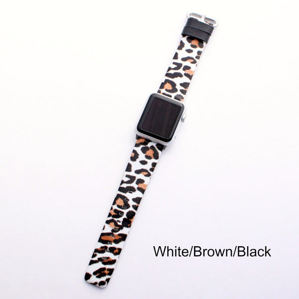 Thick Leather Apple Watch Band / Leopard or Cheetah Print / 