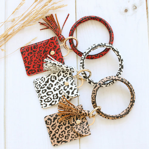 Leopard Print Keychain Bangle and Wallet