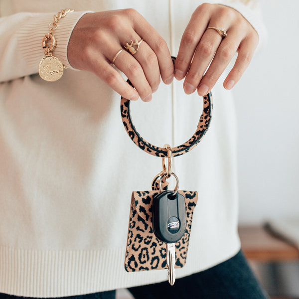 Leopard Print Keychain Bangle and Wallet