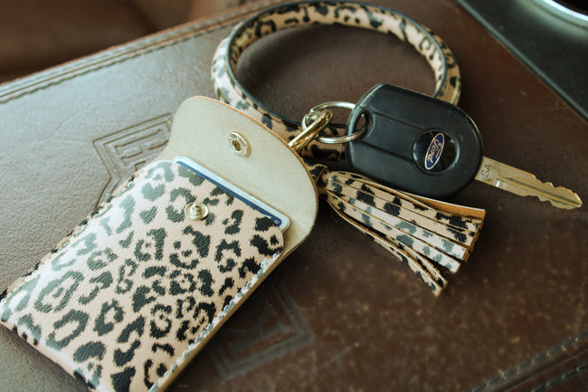 Leopard Print Keychain Bangle and Wallet