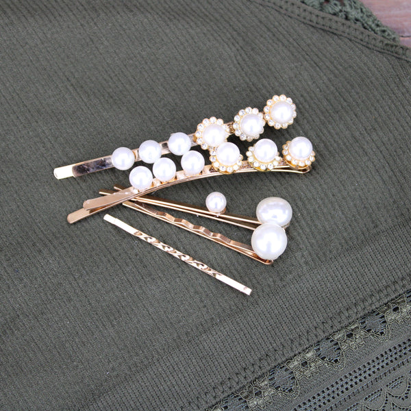 Sweet Lemon Boutique Pearl Bobby Pin Set | Hair Bobby Pins Silver