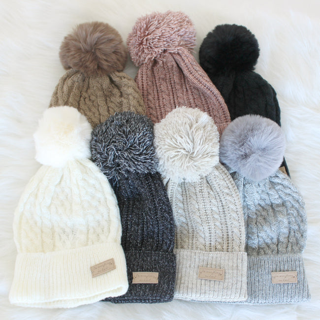 Cable Knit Pom Beanies | Do Everything in Love