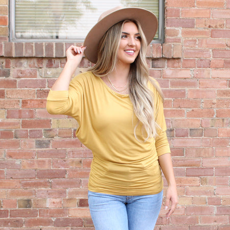 Cuffed Sleeve V Neck Top