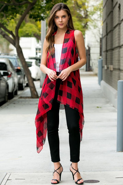 Buffalo Plaid Kimono - Sleeveless