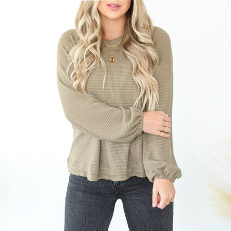 Cuffed Sleeve V Neck Top